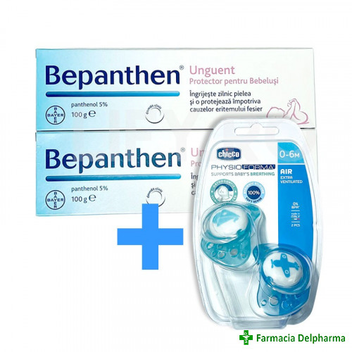 Bepanthen unguent pentru copii 2 x 100 g + suzeta cadou, Bayer